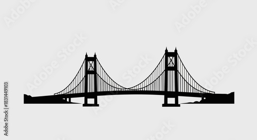 Iconic suspension bridge silhouette symbolizing connection, progress, and architectural grandeur for urban planning and travel themes