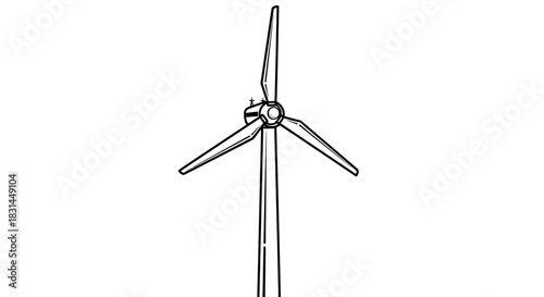 Dynamic wind turbine silhouette generates clean renewable energy for a sustainable future, symbolizing eco friendly power and environmental progress.