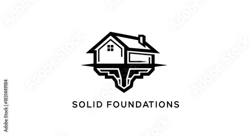 Strong architectural logo symbolizes secure housing and robust real estate investments, perfect for developers and agents