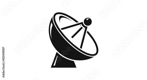 Modern satellite dish icon symbolizing communication, data, and global connection for technology and broadcasting themes