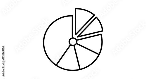 Modern pie chart graphic representing data analytics and business growth opportunities with clean lines and clear segmentation for presentations