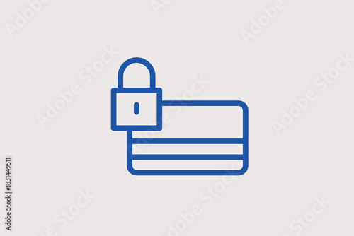 Credit card and lock illustration in line style design. Vector illustration.	