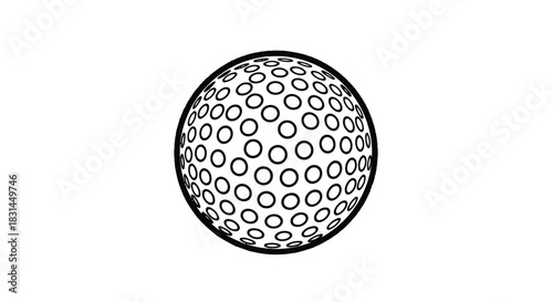 Detailed Golf Ball Illustration with Dimples and Spherical Form.