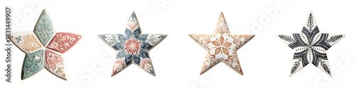Ornate Star Ornament Collection - Isolated on White