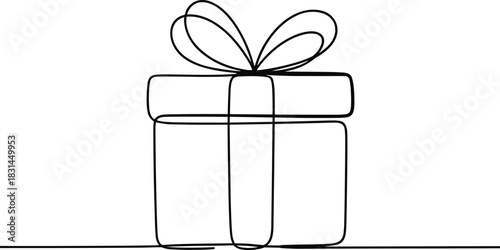 A vector illustration of a white gift box with a red bow and ribbon, ideal for Christmas, birthday, or anniversary celebration as a surprise present
