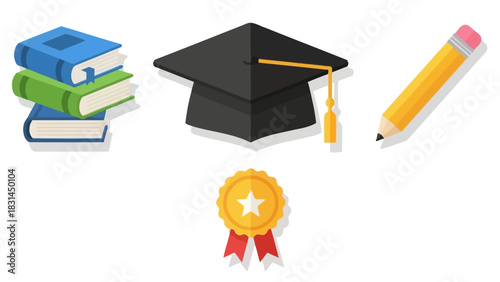 Academic Achievement Journey A Comprehensive Collection of Educational Symbols Representing Learning, Graduation, and Success in the Pursuit of Knowledge and Personal Growth