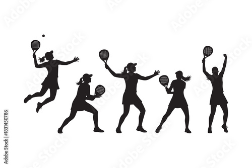 padel girl pose silhouette set