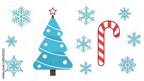 Christmas Tree, Candy Cane, and Snowflake Festive Holiday Cheer