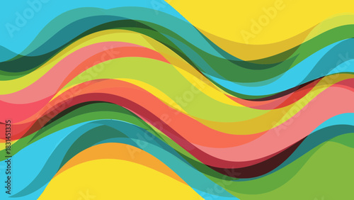 Vibrant abstract wavy lines creating a dynamic and fluid colorful background design, perfect for modern digital art, graphic design, and contemporary visual projects