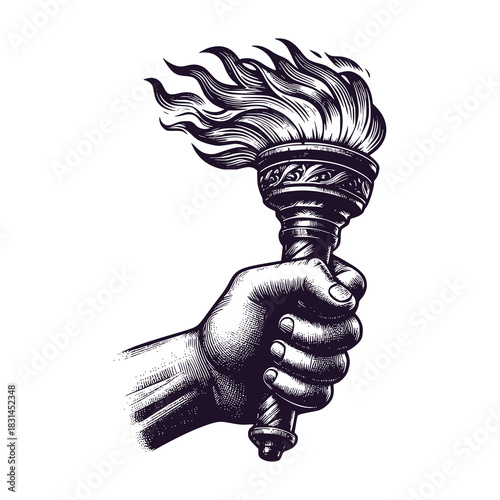 hand holding a torch