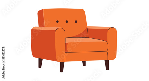 Cozy Orange Armchair Illustration Perfect for Home Decor & Interior Design