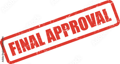 Red rectangular stamp displays final approval message with distressed texture over a white background