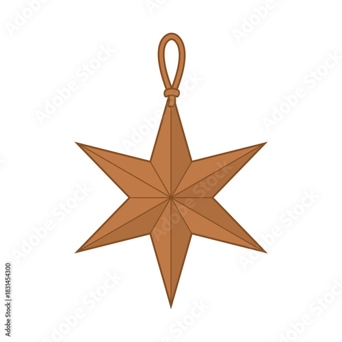 Wooden Christmas Star Ornament with Nordic Holiday Design