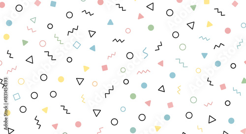 Abstract Geometric Pattern with Various Shapes and Colors for Background Designs and Digital Art