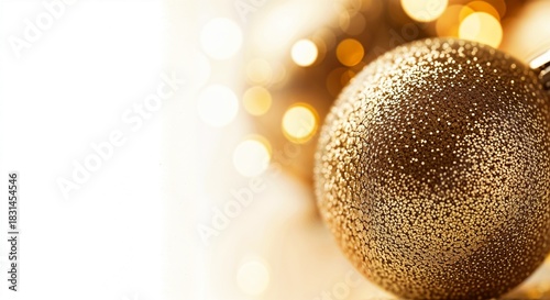 Gold Glitter Ornament Macro With Copy Space
