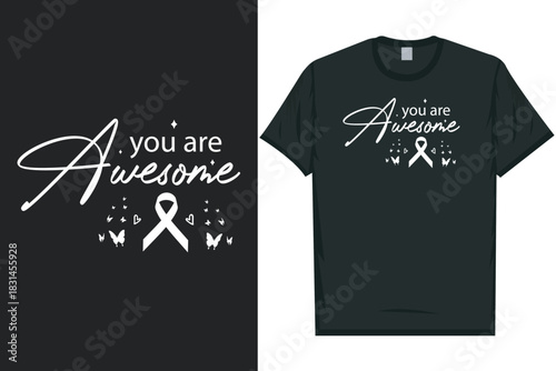 You are awesome Mental health matters, mental health awareness month, green ribbon tshirt design