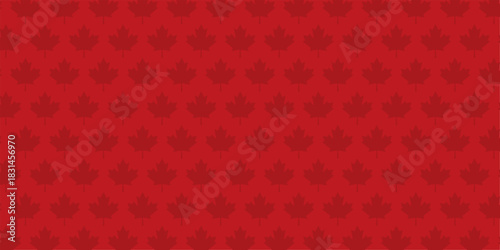 Seamless red maple leaf pattern on red background, featuring Canada leaf motifs in a clean vector style. Ideal for texture, wallpaper, prints, banners, and decorative designs.
