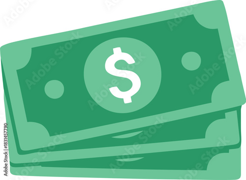 Stack of green dollar bills icon representing financial wealth and payment