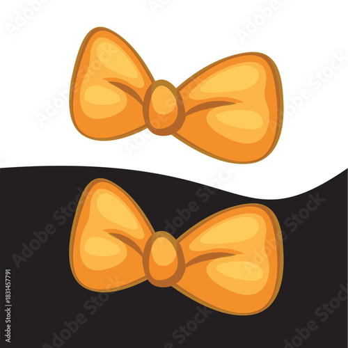 "Elegant Yellow Bow Tie Cartoon Graphic on Dual Backgrounds"