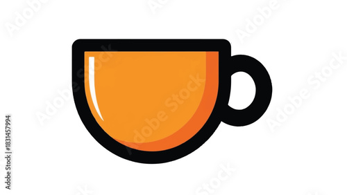 Simple orange coffee cup icon with black outline and handle.