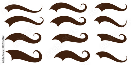 Swoosh and swash tails line collection. Swooshes text tail for baseball design. Typography tails shape for football or athletics sport team sign text