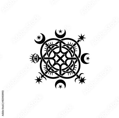 Mystical celestial design element for magic and esoteric themes
