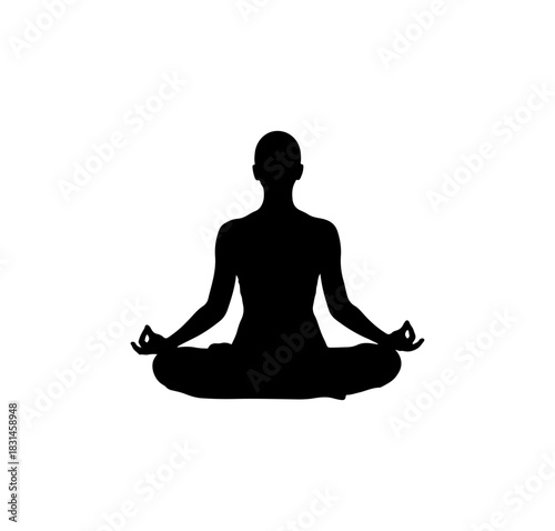 Meditative yoga pose silhouette promotes inner peace and wellness