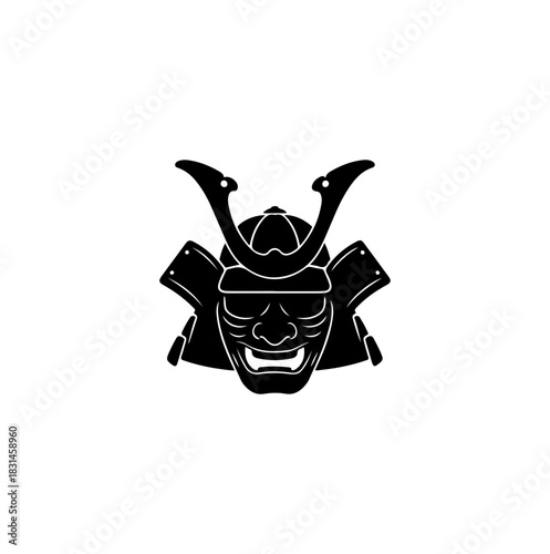 Powerful samurai mask symbol for martial arts and culture