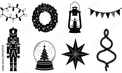 Vector Christmas Decorations and Ornaments for Holiday Celebrations and Festive Designs