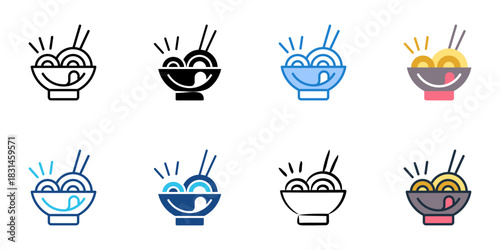 Food tasting icon set multiple style vector collection. Editable Stroke 
