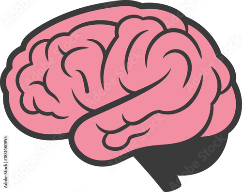Stylized Illustration of a Human Brain Conceptual Representation of Mind and Cognitive Function