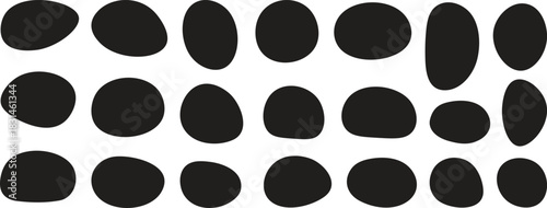 Hand drawn round outline frames with different outline thickness. Set of oval, round frames of different sizes and shapes. Black uneven circles drawn 