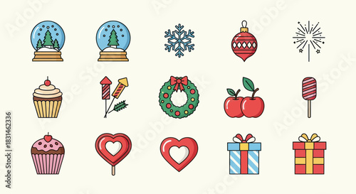 Colorful travel icons vector set for tourism and vacation concepts