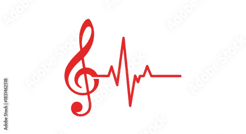 Musical Heartbeat Symbol Combining Treble Clef and Heartbeat Line.