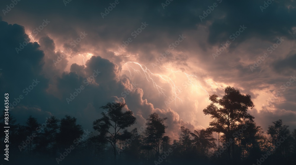 Fototapeta premium Stormy clouds lightning