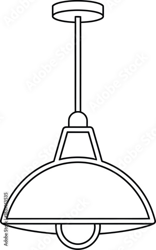Pendant light fixture outline drawing for interior design and architecture