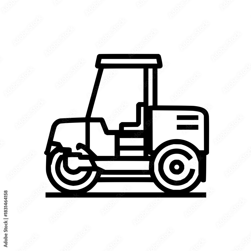 Fototapeta premium Road roller construction equipment asphalt compactor vehicle machinery heavy equipment engineering transport machine