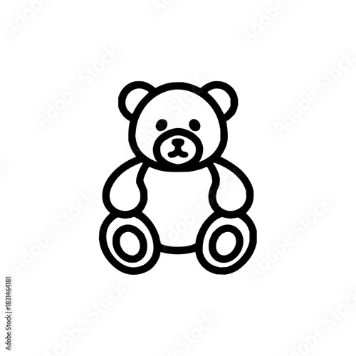 Cute teddy bear plush toy stuffed animal cuddly bear outline drawing vector illustration icon design graphic 100