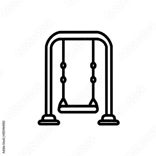 Swing set playground park outdoor recreation childhood fun activity equipment silhouette vector line art icon