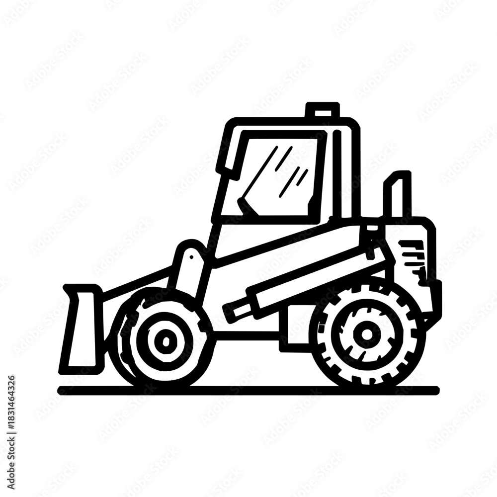 Fototapeta premium Illustration of loader vehicle construction equipment machinery industry engineering and transport tractor design