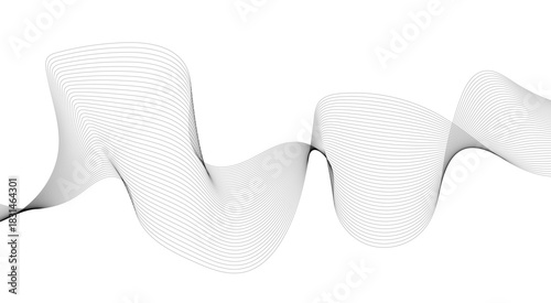 Abstract wave element for design. Digital frequency track equalizer. Wave with lines created using blend tool. Curved wavy line, smooth stripe.
