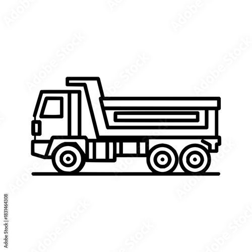 Dump truck vector illustration for construction vehicle transportation and industry equipment design element