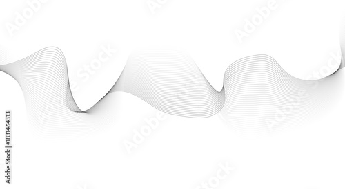 Abstract wave element for design. Digital frequency track equalizer. Wave with lines created using blend tool. Curved wavy line, smooth stripe.

