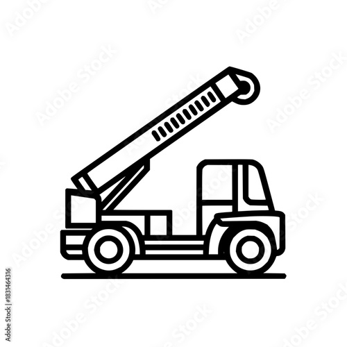 Outline construction crane truck machine vehicle equipment industry building heavy lifting engineering transport work 100