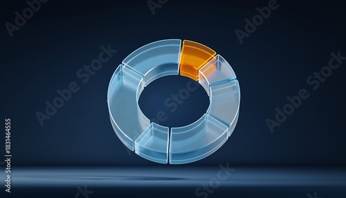 Minimalist 3D Glass Donut Chart with Highlight