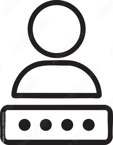 Simple black and white user profile icon with a circular head and a rectangular body representation
