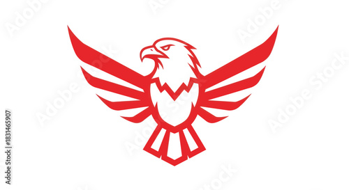 Bold red eagle graphic soaring wings design for creative visuals