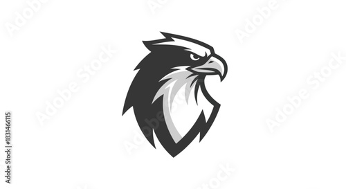 Bold eagle head vector illustration on white background isolated design
