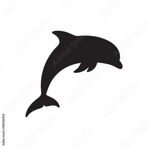 Silhouette of a Dolphin Leaping Gracefully A Symbolic Representation of Marine Life and Underwater Wonders