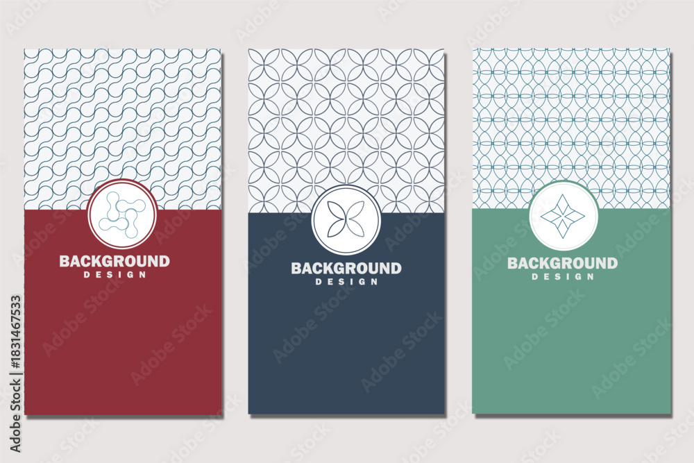 Fototapeta premium Modern Geometric Pattern Background Set | Minimal Abstract Cover Design